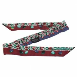 Hermes Hermés Burgundy Parures Des Maharajas Silk Twilly For Women