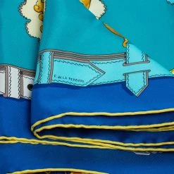 Hermes Hermès Blue Cuivreries Silk Scarf For Women -Deals Hermes Store luxury women hermes new accessories p491846 003