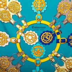 Hermes Hermès Blue Cuivreries Silk Scarf For Women -Deals Hermes Store luxury women hermes new accessories p491846 006