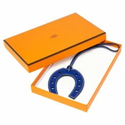 Hermes Electric Blue Leather Paddock Fer A Cheval Horse Shoe Bag Charm For Women -Deals Hermes Store luxury women hermes new accessories p496919 006