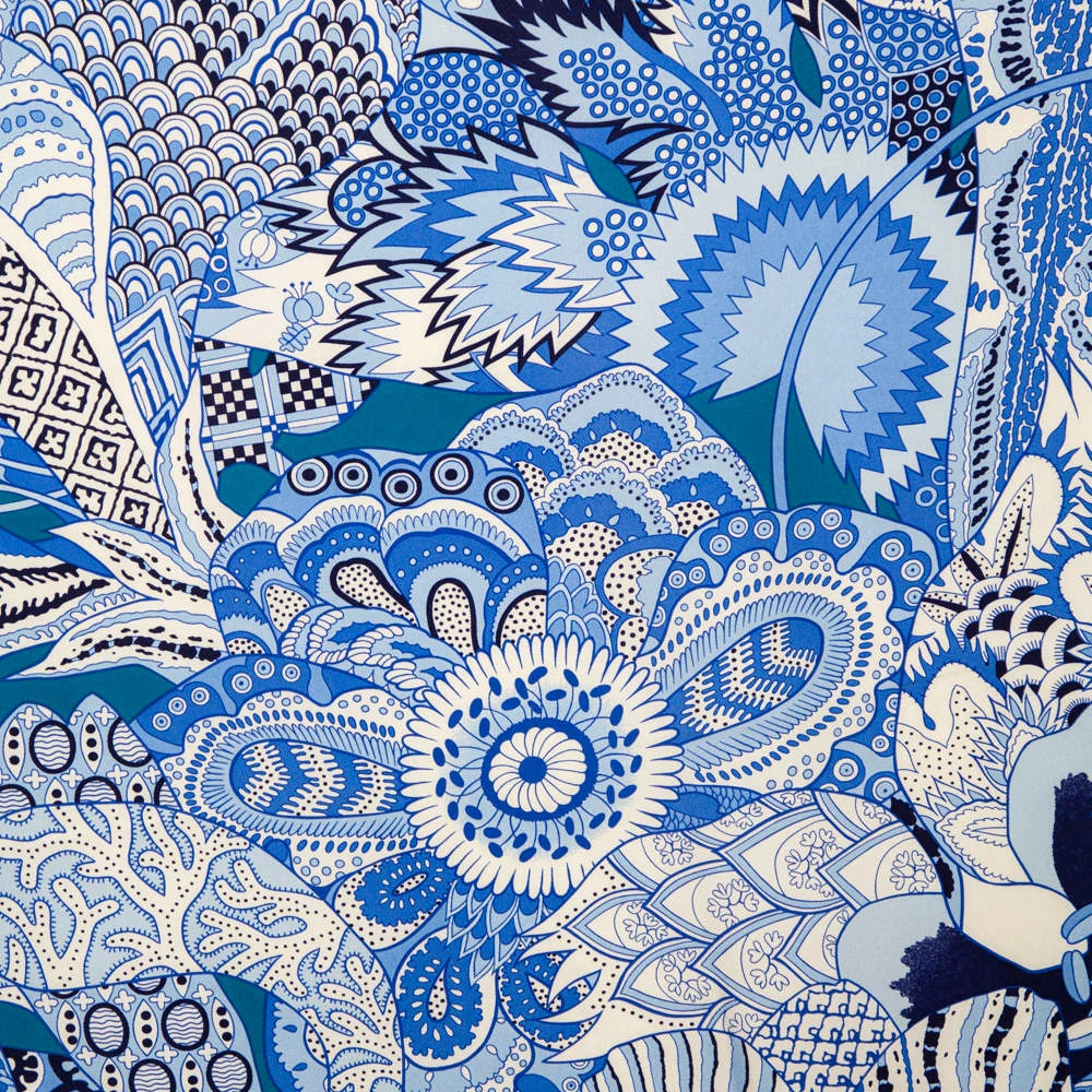 Hermes Blue Fleurs D'Indiennes Silk Scarf For Women 6 Hermes Blue Fleurs D'Indiennes Silk Scarf For Women - Image 4