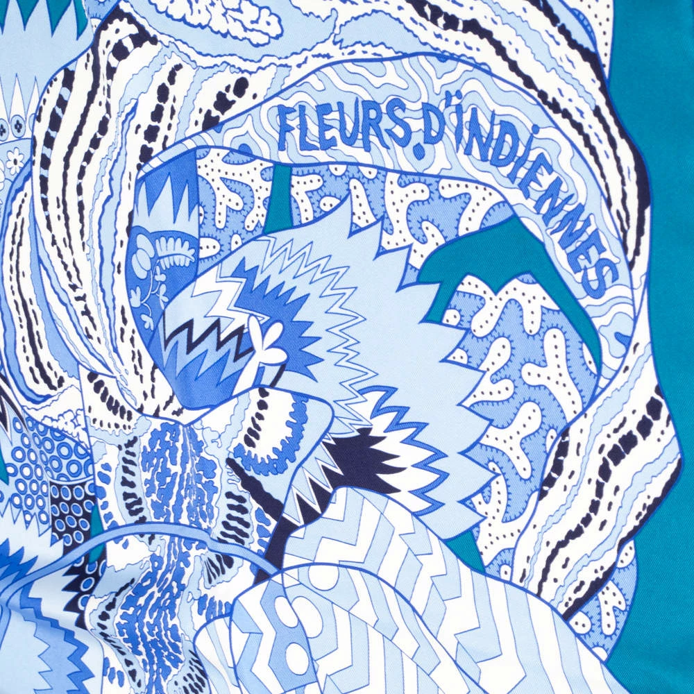 Hermes Blue Fleurs D'Indiennes Silk Scarf For Women 7 Hermes Blue Fleurs D'Indiennes Silk Scarf For Women - Image 5