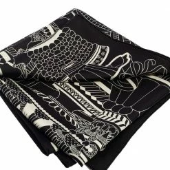 Hermes Black La Patisserie Francaise Silk Twill Square Scarf For Women -Deals Hermes Store luxury women hermes new accessories p508616 001