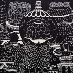 Hermes Black La Patisserie Francaise Silk Twill Square Scarf For Women -Deals Hermes Store luxury women hermes new accessories p508616 007