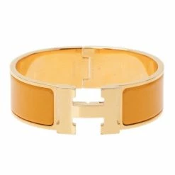 Hermes Clic Clac H Wide Gold-Plated Soleil Bracelet PM For Women