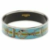 Hermes Hermès Wide Horsebit Printed Light Blue Enamel Palladium Plated Bracelet For Women -Deals Hermes Store luxury women hermes new accessories p53828 001