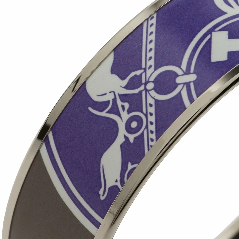 Hermes Hermès Wide Printed Multicolor Enamel Palladium Plated Bracelet For Women 7 Hermes Hermès Wide Printed Multicolor Enamel Palladium Plated Bracelet For Women - Image 5