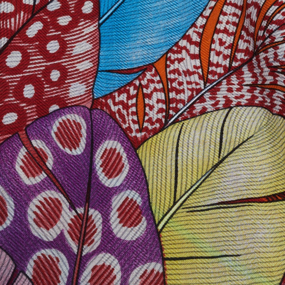 Hermes Hermés Orange Plumes En Fete Cashmere & Silk Scarf For Women 5 Hermes Hermés Orange Plumes En Fete Cashmere & Silk Scarf For Women - Image 3