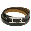 Hermes Hapi 3 MM Black Leather Palladium Bracelet For Women