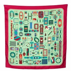 Hermes Green Carré En Boucles Silk Twill Scarf For Women