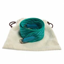 Hermes Hermés Bleu Du Nord/Vert Véro Canvas And Swift Leather Zigzag Sangle Bag Strap For Women -Deals Hermes Store luxury women hermes new accessories p578981 002