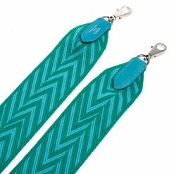 Hermes Hermés Bleu Du Nord/Vert Véro Canvas And Swift Leather Zigzag Sangle Bag Strap For Women -Deals Hermes Store luxury women hermes new accessories p578981 006