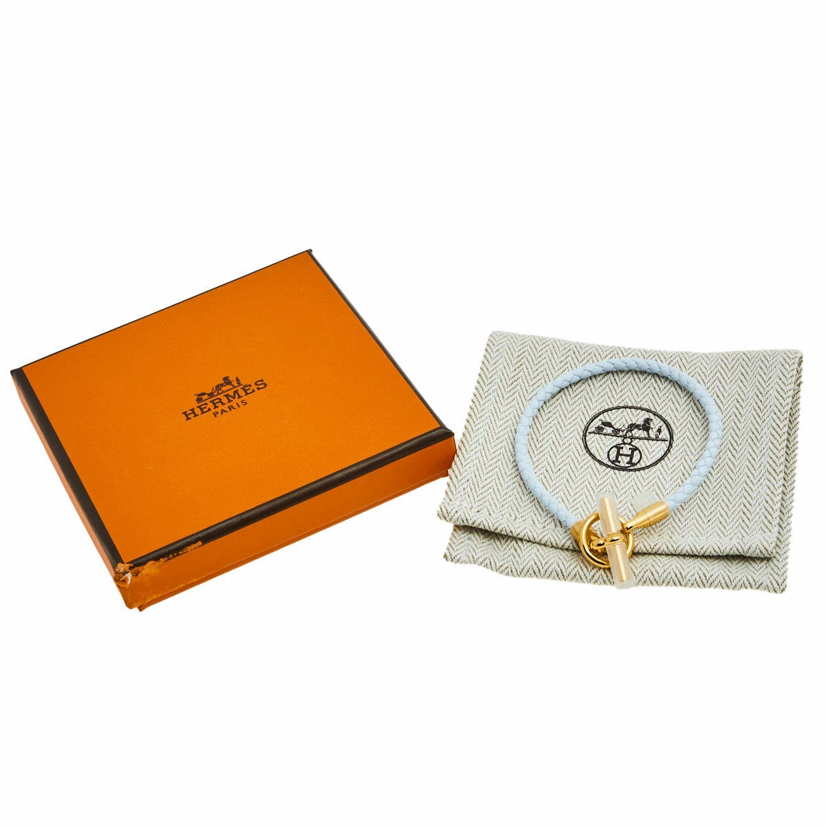 Hermes Glenam White Leather Gold Tone Metal Bracelet For Women 9 Hermes Glenam White Leather Gold Tone Metal Bracelet For Women - Image 7