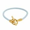 Hermes Glenam White Leather Gold Tone Metal Bracelet For Women -Deals Hermes Store luxury women hermes new accessories p601543 003