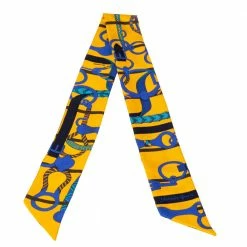 Hermes Yellow Printed Silk Twilly For Women