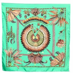 Hermes Green Brazil Printed Silk Square Scarf For Women