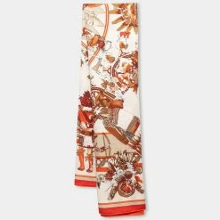 Hermes Orange Kachina Cashmere & Silk Kermit Oliver Scarf For Women
