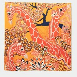 Hermes Orange The Three Graces Silk Square Scarf For Women