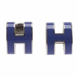 Hermes Pop H Blue Lacquer Earrings For Women