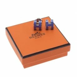 Hermes Pop H Blue Lacquer Earrings For Women -Deals Hermes Store luxury women hermes new accessories p6689 0006