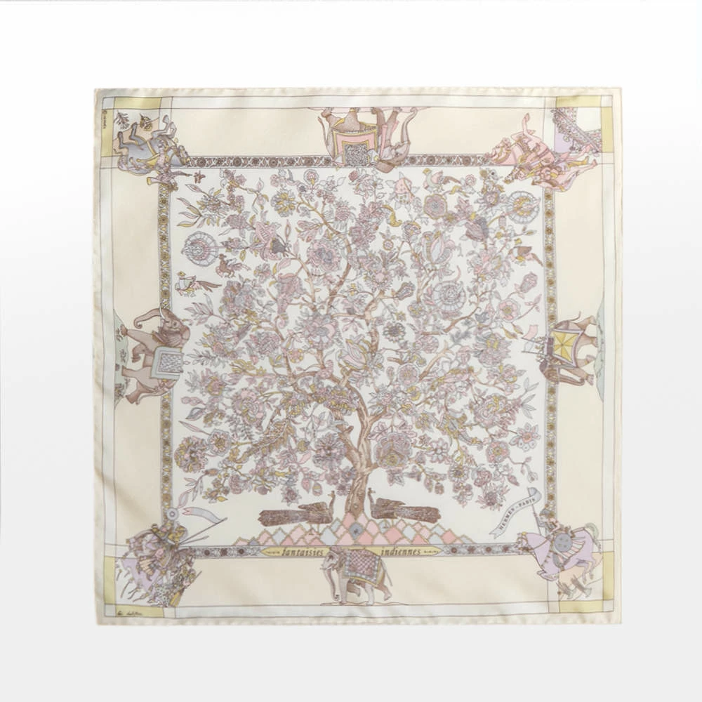 Hermes Hermès Cream Silk Indiennes Printed Scarf For Women 3 Hermes Hermès Cream Silk Indiennes Printed Scarf For Women