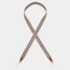 Hermes Strap Rose D'Ete Canvas And Swift Leather Zigzag Sangle Bag Strap For Women