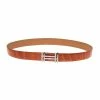 Hermes Orange Crocodile Leather H Buckle Belt 90CM For Women