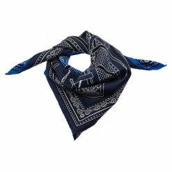 Hermes Blue Buckle Print Square Silk Bandana For Women
