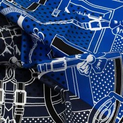 Hermes Blue Buckle Print Square Silk Bandana For Women -Deals Hermes Store luxury women hermes new accessories p82001 003
