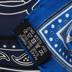 Hermes Blue Buckle Print Square Silk Bandana For Women -Deals Hermes Store luxury women hermes new accessories p82001 004