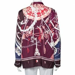 Hermes Multicolor Silk Cles Et Badines Printed Classic Shirt L For Women -Deals Hermes Store luxury women hermes new clothes p472764 002