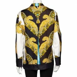 Hermes Multicolor Sous L'egide De Mars Reyures Printed Silk Shirt L For Women -Deals Hermes Store luxury women hermes new clothes p472880 003