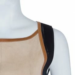 Hermes Beige Suede Leather Piping Detail Sleeveless Dress S For Women -Deals Hermes Store luxury women hermes new clothes p57086 004