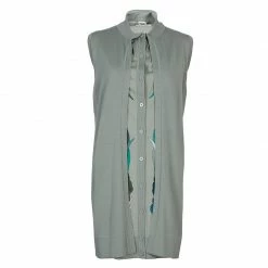 Hermes Grey Printed Cotton Sleeveless Cardigan Dress S For Women