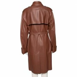 Hermes Hermès Brown Lambskin Leather Double Breasted Belted Coat M For Women -Deals Hermes Store luxury women hermes new clothes p578801 004