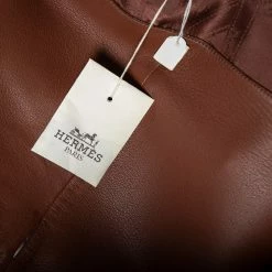 Hermes Hermès Brown Lambskin Leather Double Breasted Belted Coat M For Women -Deals Hermes Store luxury women hermes new clothes p578801 006