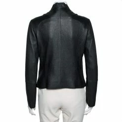 Hermes Black Leather Zip Front Biker Jacket M For Women 12 Hermes Black Leather Zip Front Biker Jacket M For Women -Deals Hermes Store luxury women hermes new clothes p609528 004