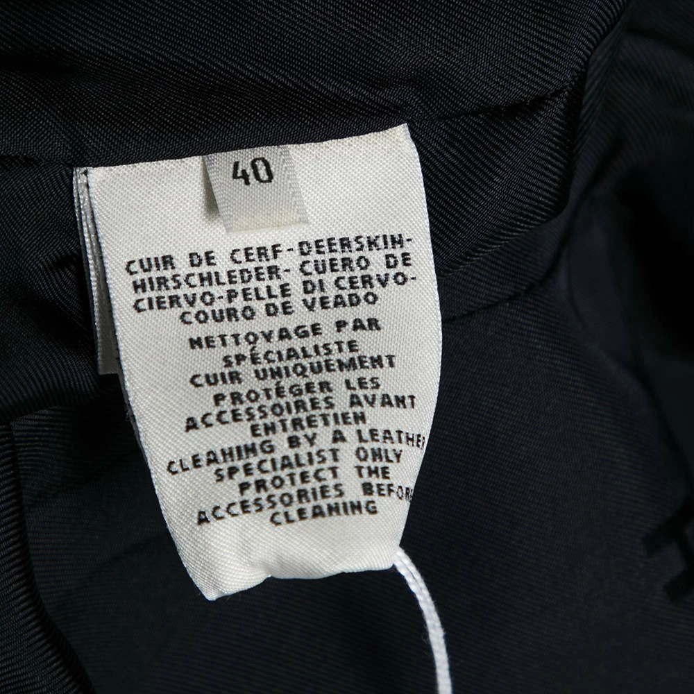 Hermes Black Leather Zip Front Biker Jacket M For Women 8 Hermes Black Leather Zip Front Biker Jacket M For Women - Image 6