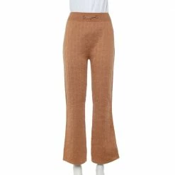 Hermes Beige Torsades Cliquetis Unies Cashmere Jacquard Knit Bootcut Pants M For Women