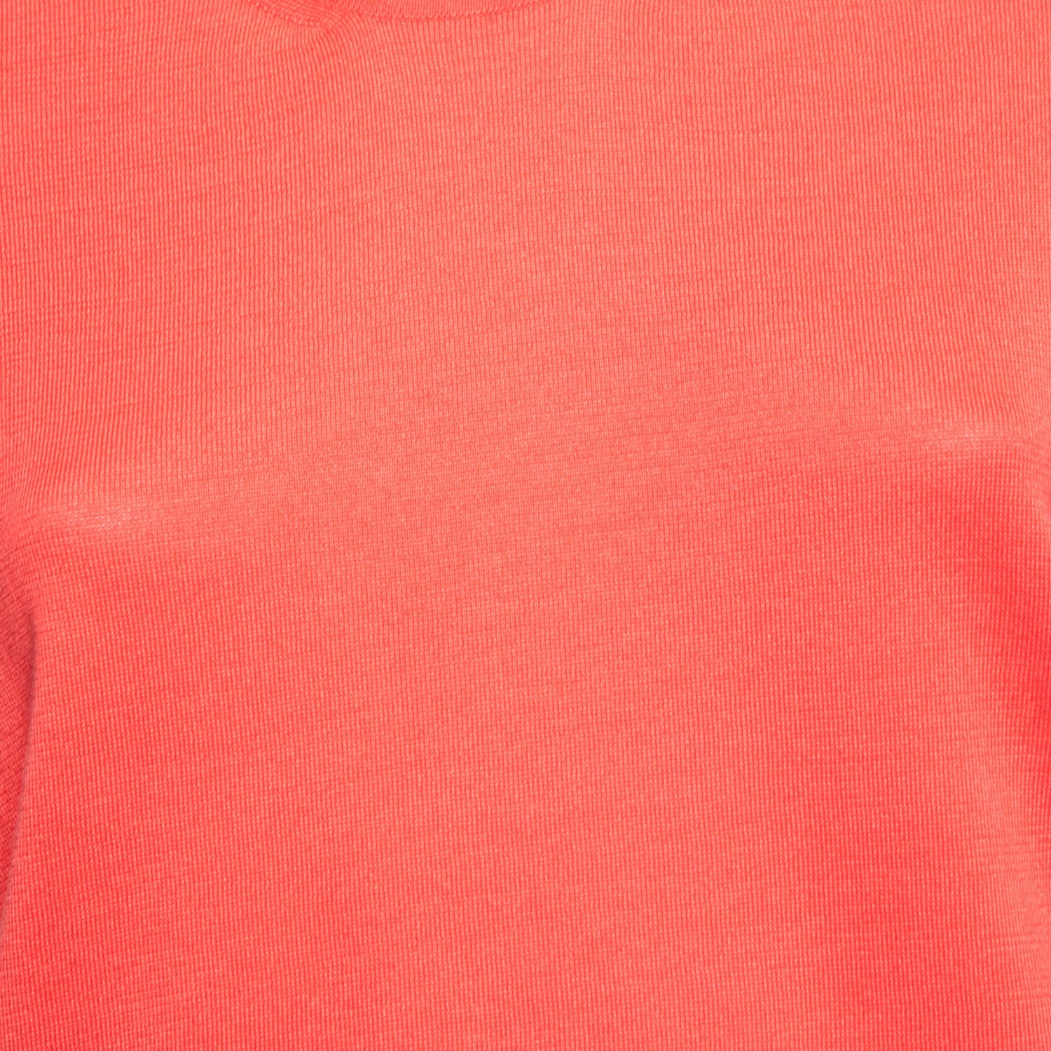 Hermes Coral Pink Silk Knit Short Sleeve Sweater M For Women 5 Hermes Coral Pink Silk Knit Short Sleeve Sweater M For Women - Image 3