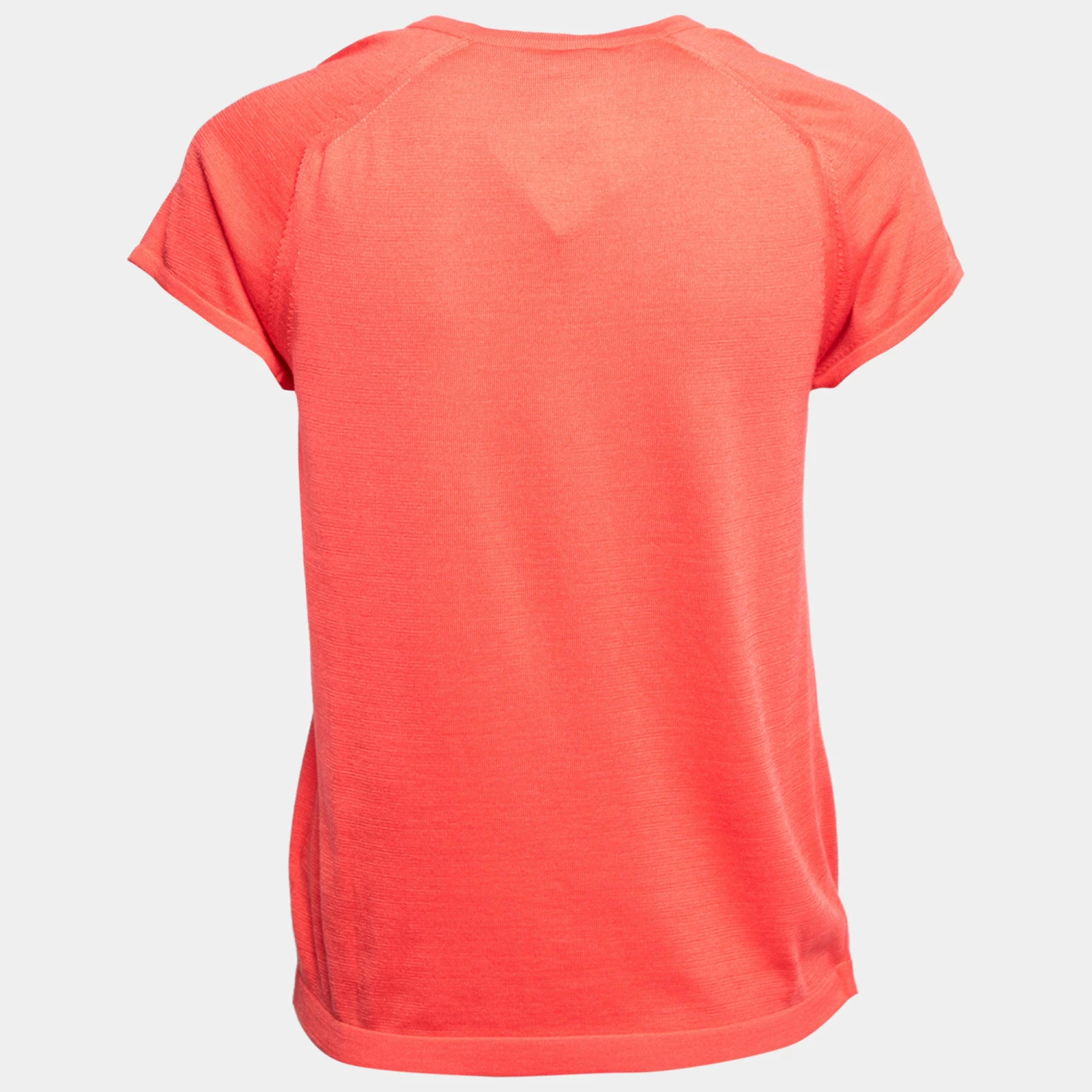 Hermes Coral Pink Silk Knit Short Sleeve Sweater M For Women 4 Hermes Coral Pink Silk Knit Short Sleeve Sweater M For Women - Image 2