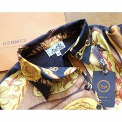Hermes Multicolor Silk Vintage Blouse For Women -Deals Hermes Store luxury women hermes new clothes p663933 009