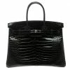 Hermes Black Porosus Crocodile Palladium Hardware Birkin 35 Bag For Women