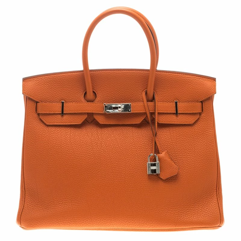 Hermes Orange Togo Leather Palladium Hardware Birkin 35 Bag For Women 3 Hermes Orange Togo Leather Palladium Hardware Birkin 35 Bag For Women