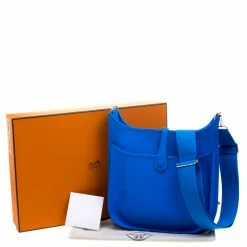 Hermes Bleu Hydra Clemence Leather Evelyne III PM Bag For Women -Deals Hermes Store luxury women hermes new handbags p113199 010