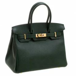 Hermes Dark Green Epsom Leather Gold Hardware Birkin 30 Bag For Women -Deals Hermes Store luxury women hermes new handbags p118571 003