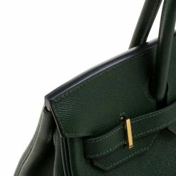 Hermes Dark Green Epsom Leather Gold Hardware Birkin 30 Bag For Women -Deals Hermes Store luxury women hermes new handbags p118571 012