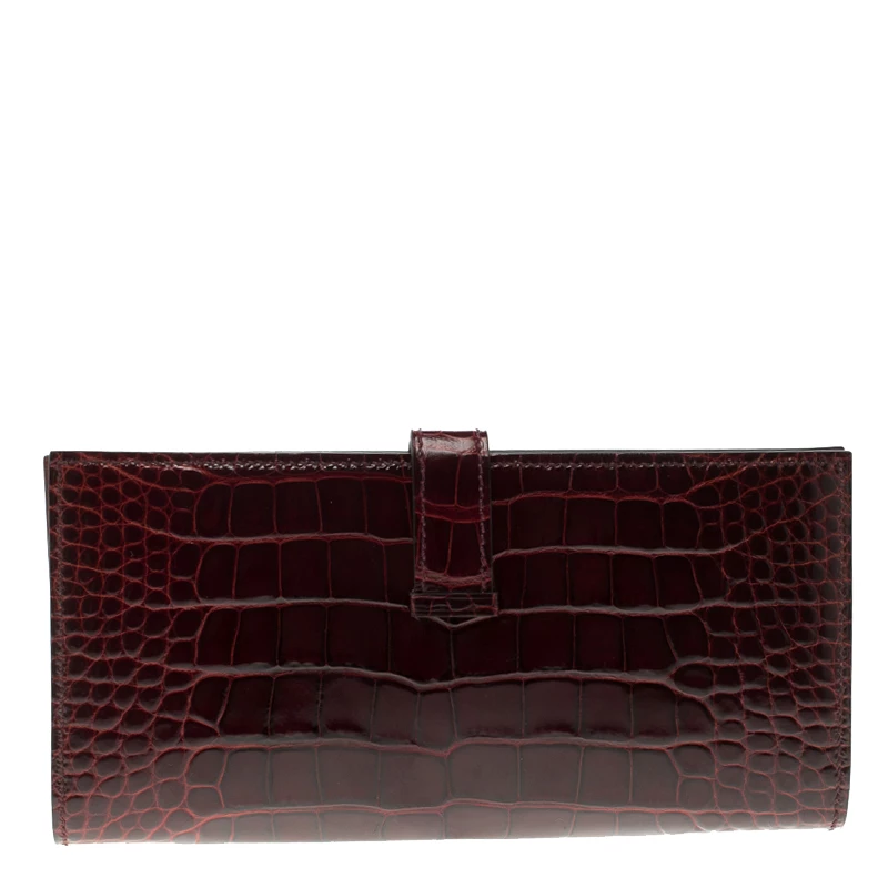 Hermes Burgundy Bordeaux Alligator Bearn Gusset Wallet For Women 6 Hermes Burgundy Bordeaux Alligator Bearn Gusset Wallet For Women - Image 4