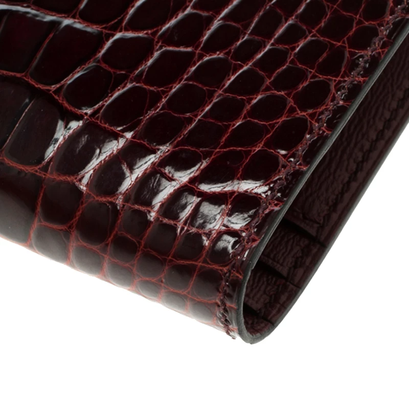 Hermes Burgundy Bordeaux Alligator Bearn Gusset Wallet For Women 13 Hermes Burgundy Bordeaux Alligator Bearn Gusset Wallet For Women - Image 11