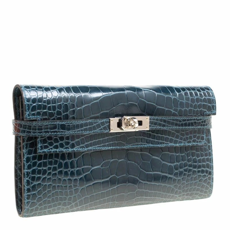 Hermes Royal Blue Alligator Long Kelly Wallet For Women 5 Hermes Royal Blue Alligator Long Kelly Wallet For Women - Image 3